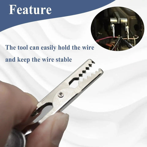 Close-up of Magnetic Soldering Wire Clip Holder For Stable Welding And Auto Wiring Removable Clip Parts Hands Free Positioning On Any Metal Table 55000 Soldering Wire Holder