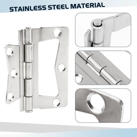 4-pack non-mortise butterfly hinges, heavy‑duty stainless steel with mounting screws for RV/mobile home interior doors