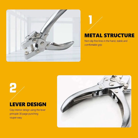 Heavy Duty Eyelet Pliers Kit With 100 Steel Eyelets, 6.5 Inch Grommet Tool showing metal structure and lever design