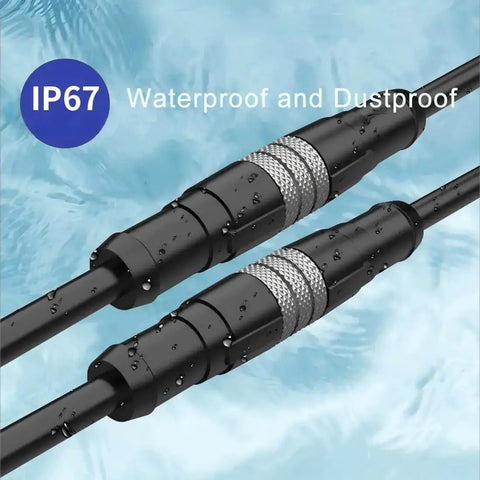 M12 4 Pin A Coded Connector Cable Straight Male To Female Unshielded IP67 Waterproof 250V 4A PVC AWG22 2M shown in wet condition