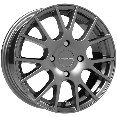 18 Hellion Vision Gunmetal Wheel Rim 15x6.5 Inch With 4x100 Bolt Pattern And 38mm Offset For Cars, gunmetal finish