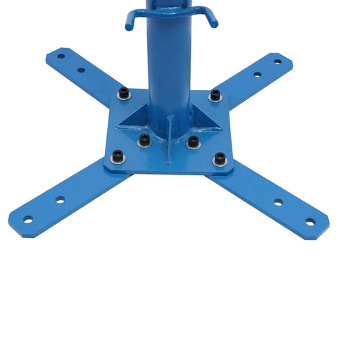 Stand base of heavy duty bead roller for sheet metal fabrication, showing sturdy construction and mounting holes