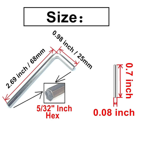 Spring Hinge Tension Pin Replacement Kit With 42 Stainless Steel Shelf Pins And 4 Hex Wrenches, hex and pin sizes shown