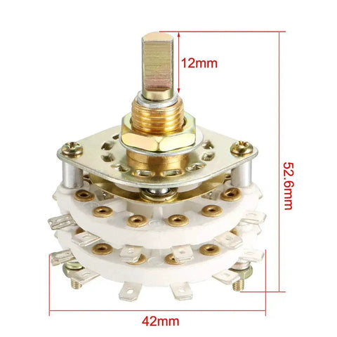 Band Selector Rotary Switch 2 Pole 11 Position, 2 Deck, 24 Pin, 9mm Thread, 6mm Shaft for Radio, TV, Industrial Controls
