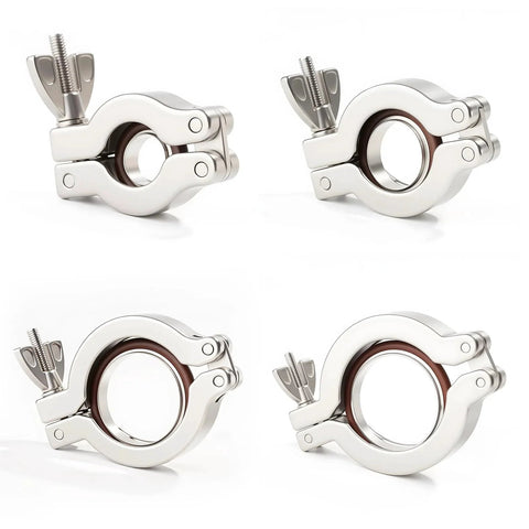 4 Pack KF16 Stainless Steel 304 Clamps With 304 Center Ring And Viton O Ring For Quick Clamps Ideal For High Pressure Tubing Applications