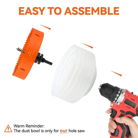6.25 Inch And 4.25 Inch Hole Saw Kit With Dust Bowl Catcher For 6 Inch And 4 Inch LED Recessed Lighting Can Lights Bi Metal Wood Drywall Hole Cutter With Arbor Replacement Bit And Hex Key assembly demonstration