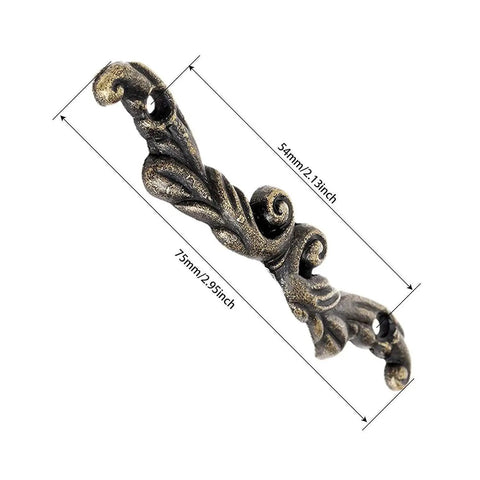 Close-up of Vintage Bronze Knobs Set 10 Pcs Antique Drawer Pull Handles For Cabinets Jewelry Boxes And Mini Chests Large 75 X 15 X 8 Mm Zinc Alloy