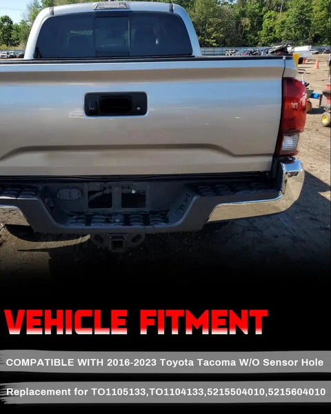 Rear Bumper End Cap For Toyota Tacoma 2016 2023 No Parking Sensors Chrome Cap installed on truck