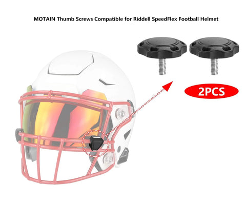 Two Pack Black Thumb Screws For Football Helmet Visor Clips, Compatible With SpeedFlex And Other Brands, Durable High Impact Plastic Replacement Screws, Fits Kids Youth And Adult Helmets.