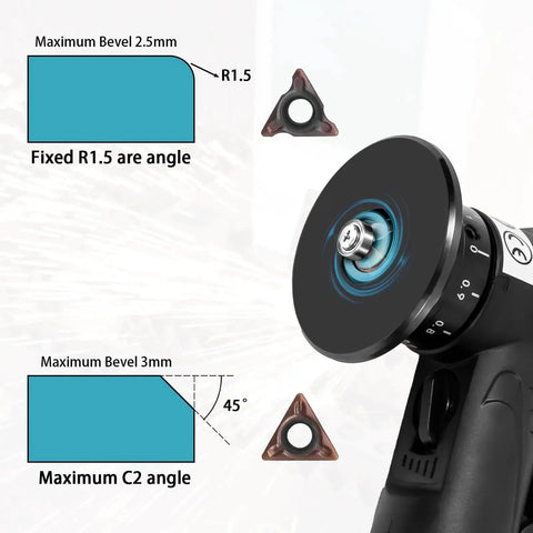 Handheld Pneumatic Chamfering Tool With 45 Degree Arc Corner One Quarter Inch Air Inlet For Metal And Wood Beveling And Deburring