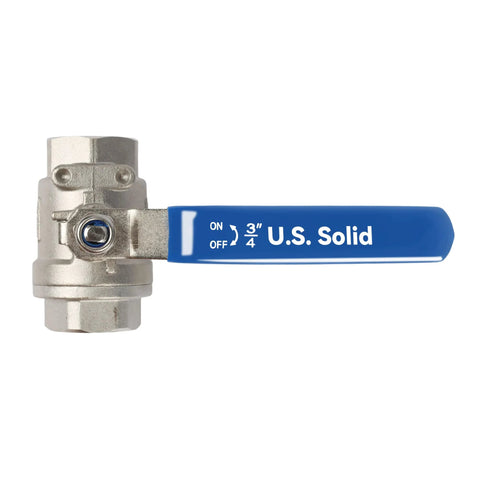 Ball valve 3/4 in, blue lever handle, U.S. Solid brand metal body