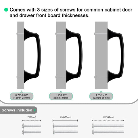 Matte Black Cabinet Pulls 76mm Hole Centers 3 Inch 10 Pack Solid Zinc Alloy Handles With Included Screws For Various Thicknesses
