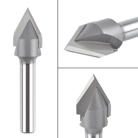 Pro-Grade Carbide Tip V Groove CNC Engraving Bit For Routers, 60 Degree V-Groove, 1/2 Inch Cutting Diameter, 1/4 Inch Shank, 2 Flute V-Bit