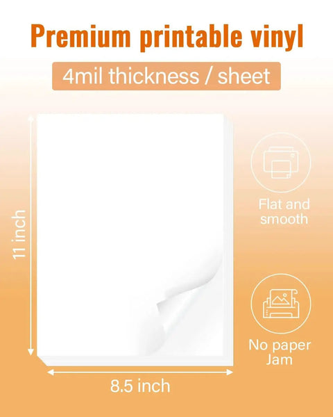 Premium Printable Vinyl Sticker Paper For DIY Crafts QYH 50 Sheets Glossy White Quick Drying Waterproof Compatible With Inkjet And Laser Printers Delivers Vivid Prints For Labels Stickers And Scrapbooking Projects