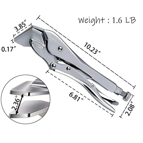 Diagram of Beefy 11 Inch Locking Pliers Spring Loaded Action Anti Rust One Handed Operation Heavy Duty Vise Grips with measurements