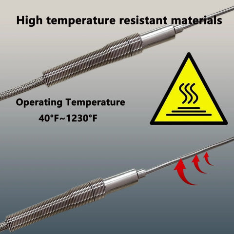 2-pack TL1915SL K-type thermocouple probes, stainless braided shaft, 40°F–1230°F operation
