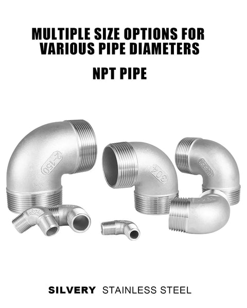 1/2 inch 304 stainless steel 90-degree street elbow with male NPT threads, five-piece set for water, gas, and oil lines
