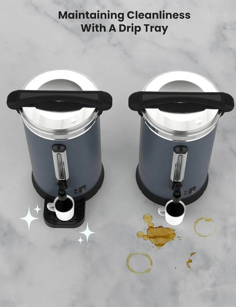 80 Cup Commercial Coffee Urn For Events And Catering Gigs, 12 Liter Capacity with drip tray, stainless steel design