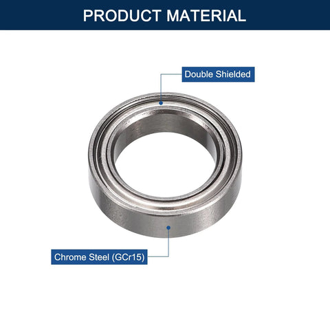 HiPicco 6700ZZ deep groove ball bearing, chrome steel GCr15, double shielded, ID 10mm x OD 15mm x Width 4mm, close-up