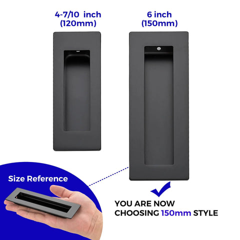 Two Pack Pocket Door Handles 5.9 Inch Rectangular Recessed Pulls For Sliding Closet And Black Barn Doors Stainless Steel