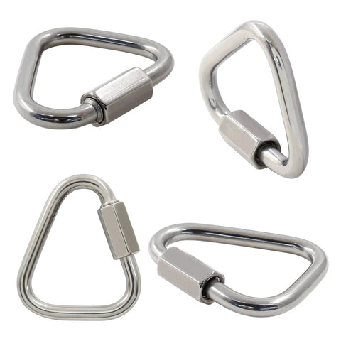 M5 Delta Quick Links Triangle 3 16 Inch 4 Pcs 316 Stainless Steel Triangle Locking Quick Connectors, corrosion-resistant chain connectors.