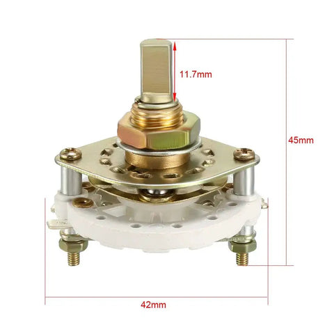 1 Pole 6 Position Band Channel Rotary Switch With Plastic Knob 7 Pins For DIY Electronics Projects showing measurements