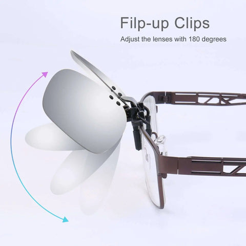 Polarized Clip On Sunglasses With Flip Up Design Silver Mirrored Lenses Unisex Outdoor Glasses For Driving Fishing Sports And Travel