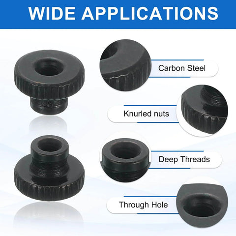 Knurled Thumb Nuts Set Of 26 M3x7mm Carbon Steel Round Knobs Fasteners With High Head Through Hole Hand Screws For 3D Printer Parts And Machinery