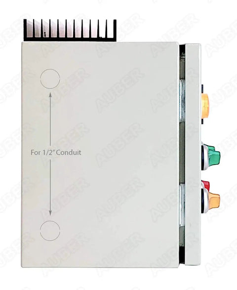 Heavy-Duty Powder Coating Oven Control Panel With Light And Fan Control 240V 30A 7200W Side View of Wall-Mount Enclosure