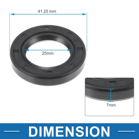 TC Rotary Shaft Oil Seal 25x41.25x7mm High Pressure Nitrile Rubber Black 5 Pack dimensions 25mm ID 41.25mm OD 7mm width