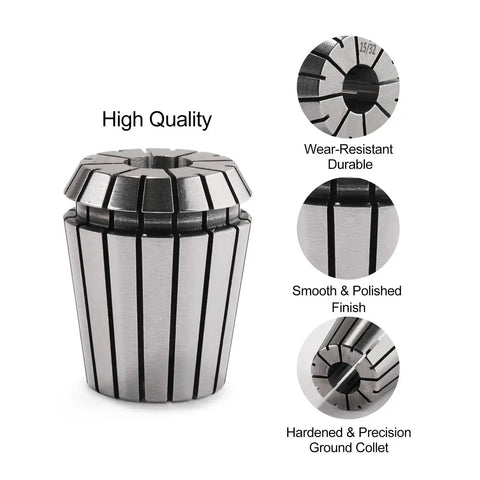 15 Piece ER11 Collet Set For CNC Milling Engraving And Lathe Tools, Pro Grade Spring Steel Collets, high quality close-up view