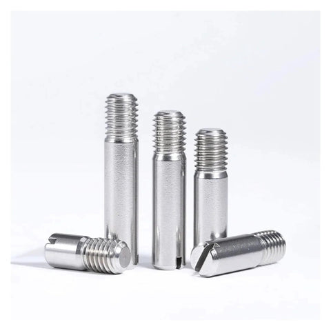 Stainless Steel Slotted Cylindrical Pin Dowel Set, 5 Pcs, Threaded Male Locating Pins M2 To M8, 14mm Diameter, 5 To 50mm Length, 304 Grade
