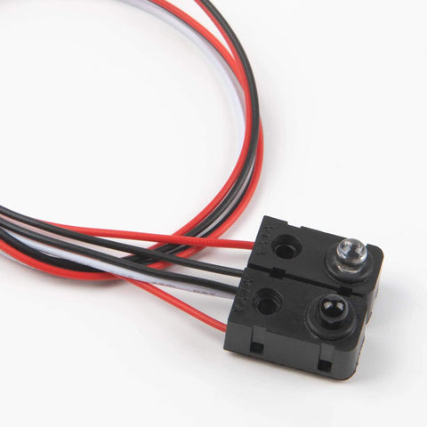 Close-up of a sensor from the Five Piece Infrared Break Beam Sensor Kit with LEDs for fast counting and distance detection