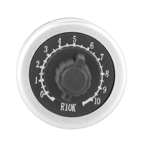 Top view of Two Pack Panel Mount 10K Potentiometer For VSD And VFD Rotary Variable Frequency Drive with numeric dial.