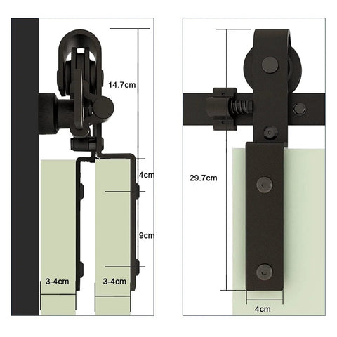 Beefy Heavy Duty Sliding Barn Door Hardware Kit For Double Doors Quiet Stable Monorail Rail System Bypass Sliding Kit With Carbon Steel Rails