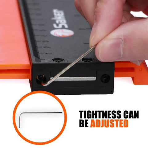 Close-up of Contour Gauge Tool For Woodworking And DIY With Lock, showing tightening mechanism using an Allen key.