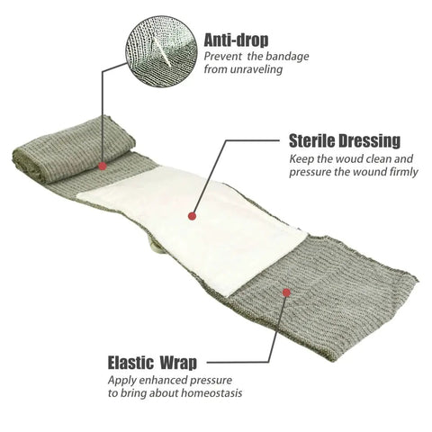 Israeli Style Emergency Bandage 6 Inch Trauma Wound Dressing With Compression, sterile dressing illustration