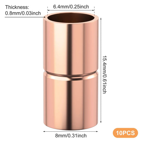 Copper straight coupling fitting, 1/4 in ID, for solder/weld joints in HVAC air conditioners, 10 pcs