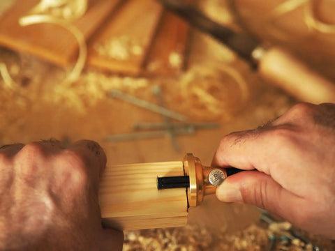 Pro Grade 7 Inch Brass Wheel Marking Gauge Kit in use for woodworking, showing solid brass construction and precise markings.