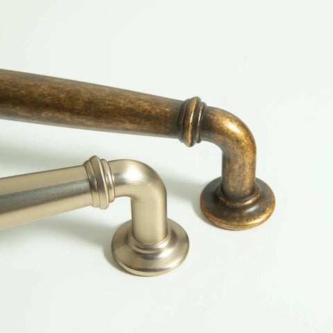 Antique Brass Cabinet Handles 5.04 Inch Center To Center Zinc Alloy Drawer Pulls with sleek finish and vintage design for furniture renovation.