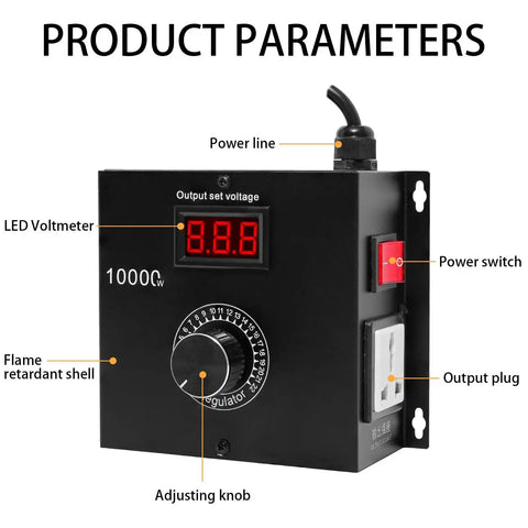 Heavy Duty AC Variable Speed Controller For Tools And Appliances, 120V To 240V Input, Adjustable Output Up To 220V, 22A Max with LED display
