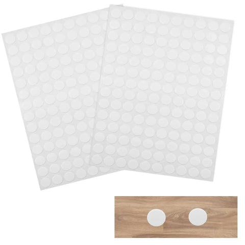 280 White Self-Adhesive Screw Hole Stickers Two Sheets 12mm Round PVC Caps for Wooden Furniture Cabinets