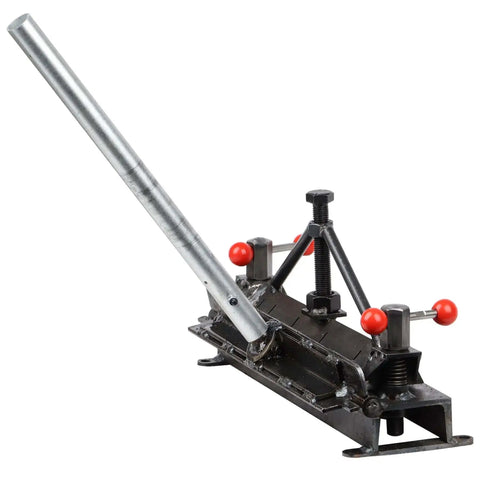 12 Inch Sheet Metal Bender For 20 Gauge Steel And 14 Gauge Aluminum, versatile box and pan brake tool with handle in side view