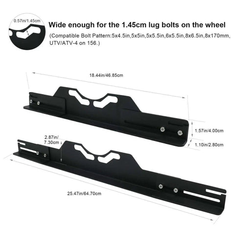Pro Grade Wheel Alignment Tool Kit With Tape Measures shown with dimensions and bolt pattern fitment details displayed.