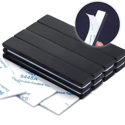 MIKEDE 20-pack magnet bars, extra-strong neodymium magnets with black epoxy and double-sided adhesive, 60 x 10 x 3 mm