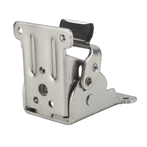 12 Piece Self Locking Folding Table Leg Brackets With 0 To 90 Degree Adjustable Hinges And Screws For Heavy Duty DIY Workbenches, Steel Folding Locking Hinges, 500 Lb Max Load Capacity, Silver Finish, side view.