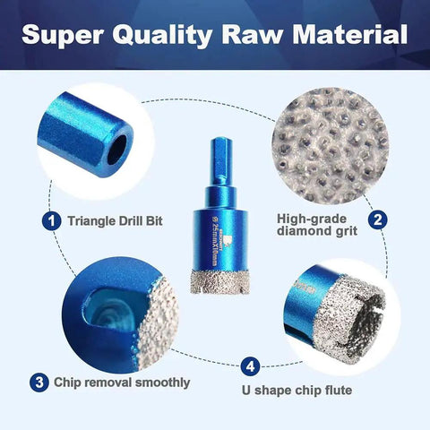Two Pack Dry Diamond Core Drill Bit Set 1 Inch 25mm Triangle Shank Diamond Hole Saw Bits For Porcelain Tile Ceramic Stone Granite
