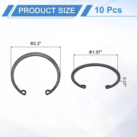 Internal Retaining Ring Circlip 10 Pack 52mm 65Mn Spring Steel Black C Clips For Grooved Shafts Studs Heavy Duty Snap