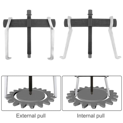 14 Inch Two Jaw Gear Puller Set With Adjustable Chrome Vanadium Steel Construction for internal and external pulling of gears.
