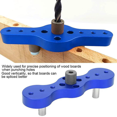Pro Grade Dowel Drill Guide Jig For Woodworking With Aluminum Alloy Construction And Cr12 Steel Bushings on wood